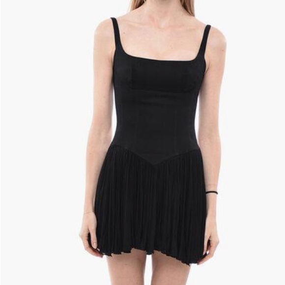 GIOVANNI BEDIN denim Black mini Dress square neck and flare size small - Picture 1 of 9